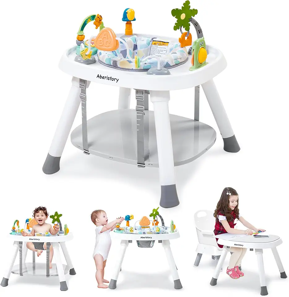 Baby Activity Center - 3-Stage Standing Play Center Jumpers and Bouncers with 360°Rotating Seat, Music, Lights, Montessori Inspired Interactive STEM Exersaucer Toys for Baby Ages 6M+