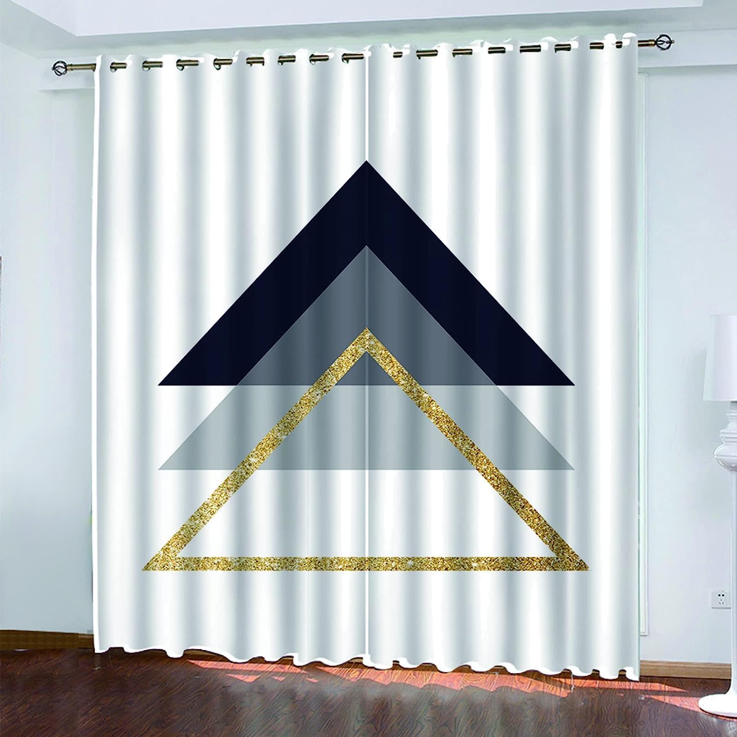 3D Gedruckt Gardine Vorhänge - Einfaches Geometriedreieck - Verdunklungsvorhang - Ösen Verdunklungsgardine Polyester Vorhänge Für Schlafzimmer 220 X 215 cm - Kinder Vorhänge -0O8Z/F4J