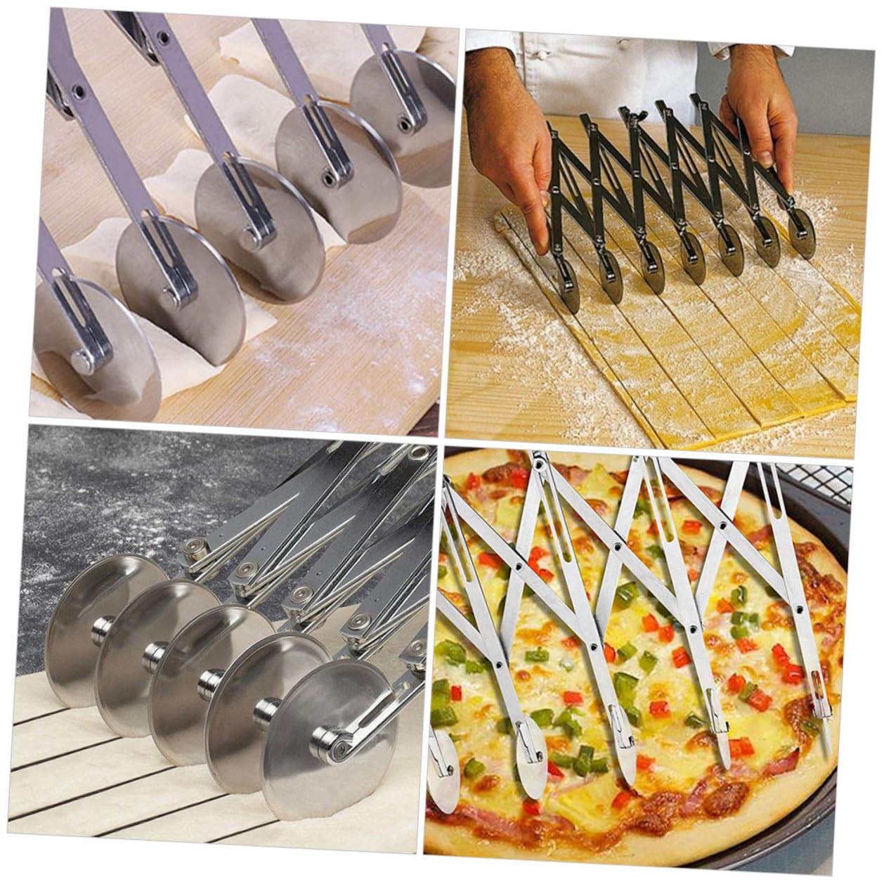SHINEOFI Rad Teigschneider aus Edelstahl Verstellbarer Gebäckschneider Radabstand Langlebiger Pizzaroller für Kuchen Brot und Teig Kompakt und Lebensmittelecht