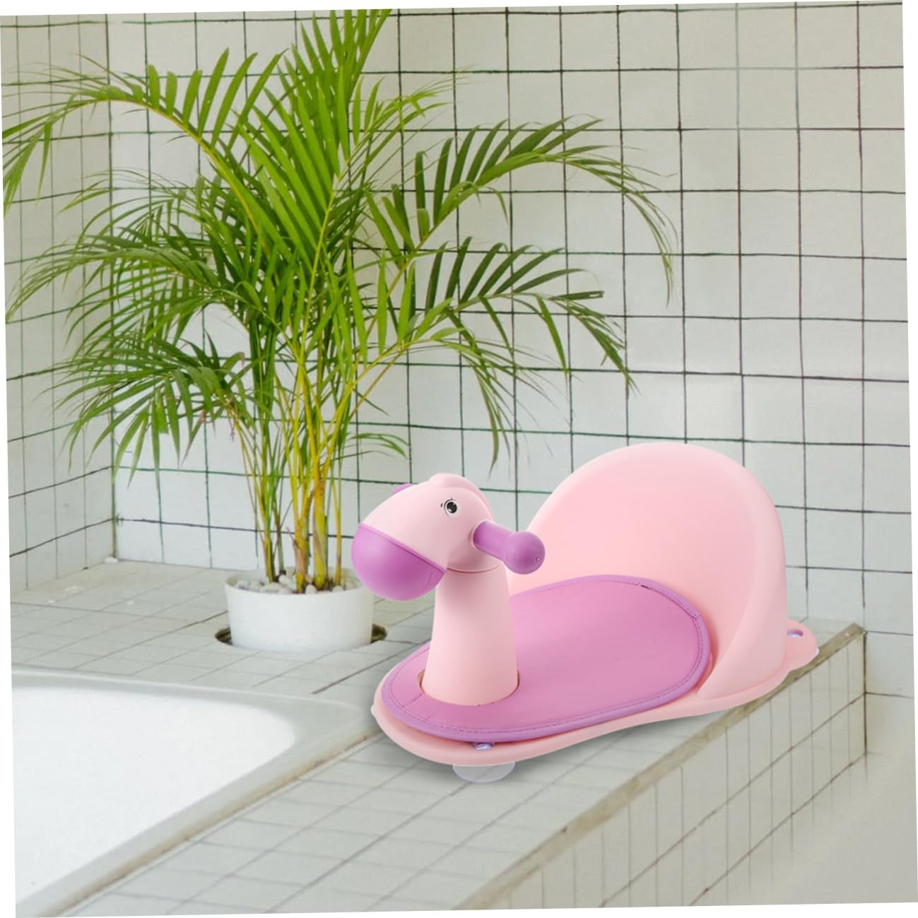ORFOFE Babysitz Badewanne Monate Rutschfester Junge Mädchen Duschstuhl mit Rückenlehne und Tierdesign Pferd für Sicheres Baden und Entspannte Eltern junge Mädchen