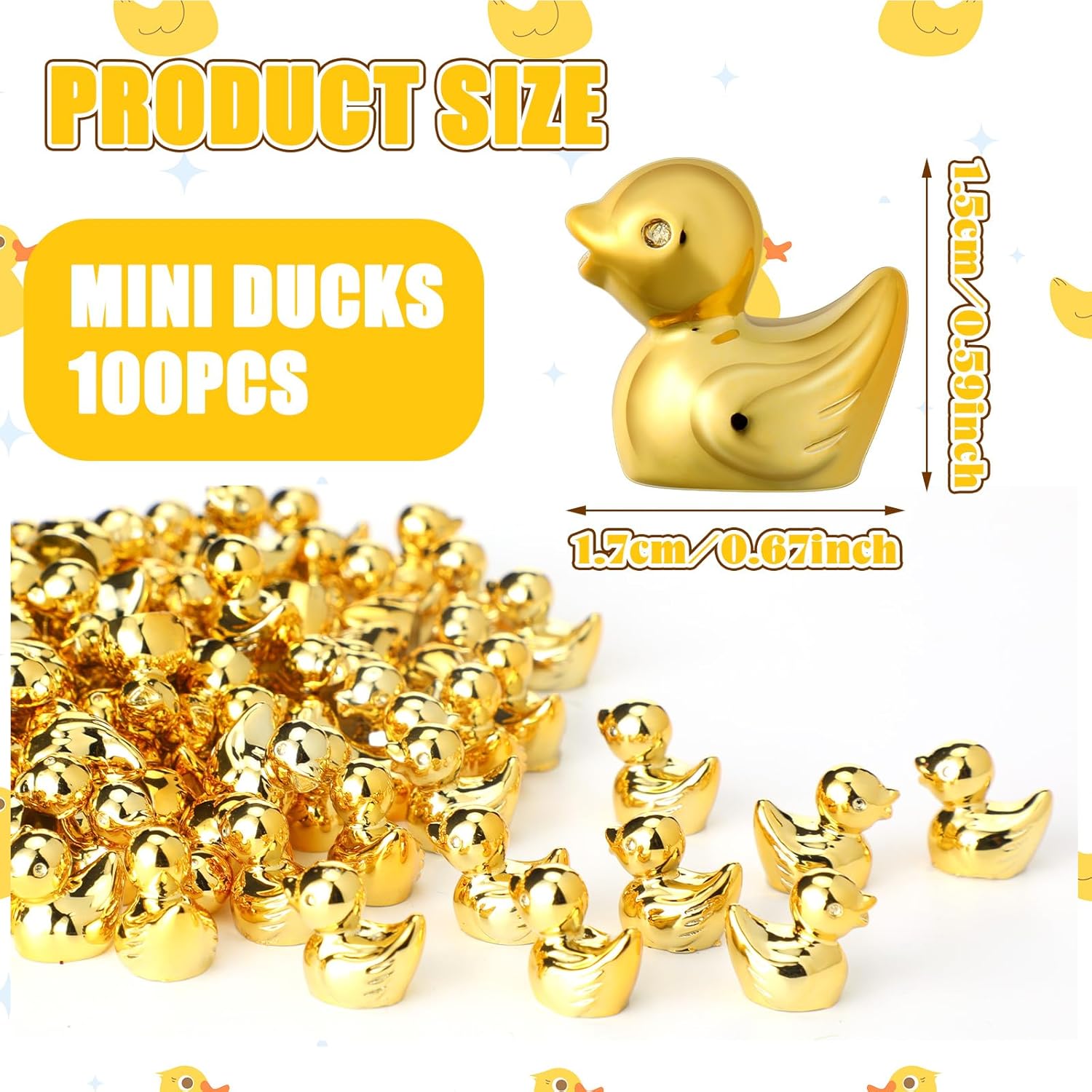 500 Pcs Mini Golden Duck Statue Bulk Golden Duck Figurines Micro Garden Landscape Dollhouse Cake Decoration Potted Plants DIY Craft Charms for Party Christmas Thanksgiving Gift