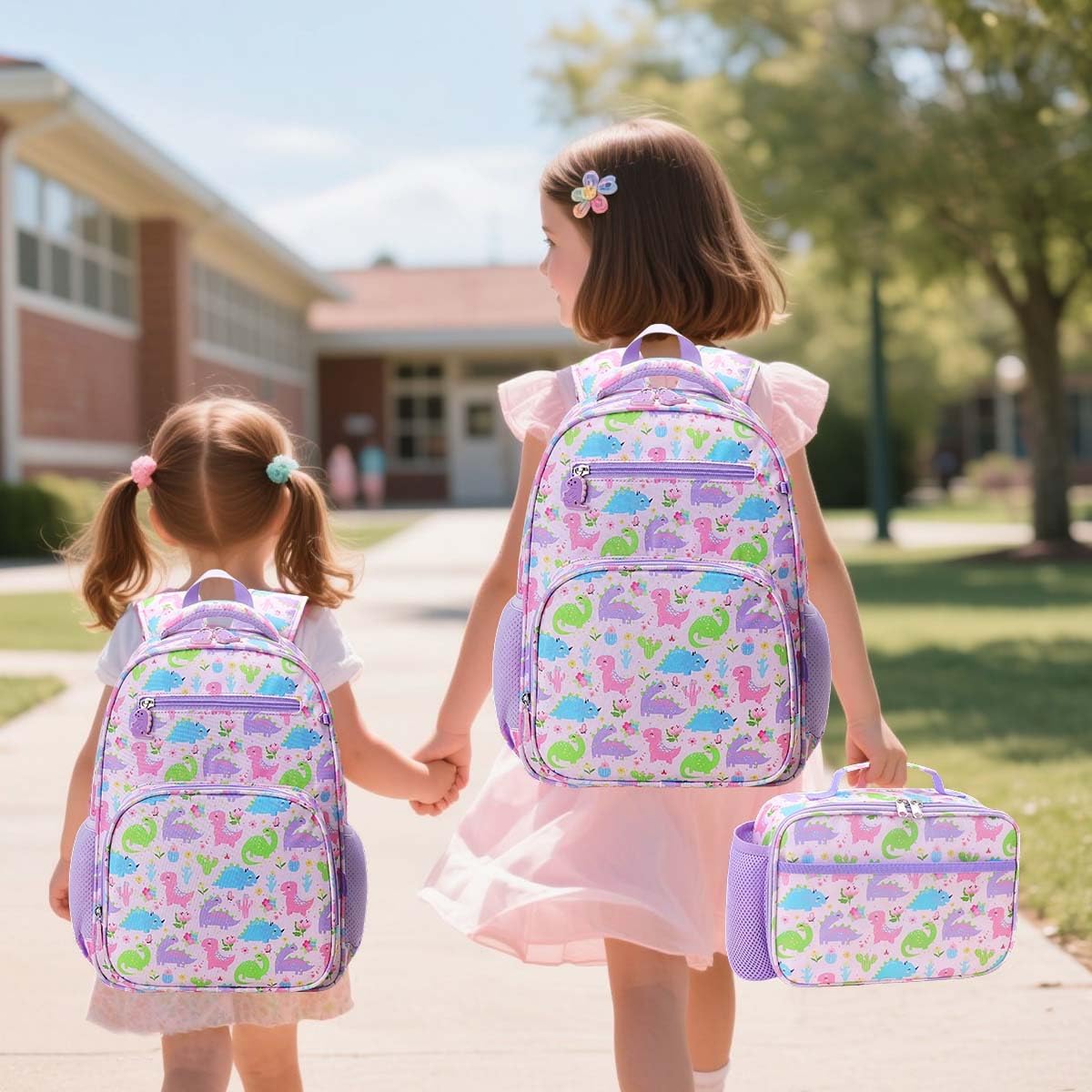 RHCPFOVR Kids Backpack for Girls - Girls Backpack 3-8 Ages Dinosaur for Kids 15 Inch School Bookbag for Kindergarten Elementary School Bookbag for Girl 1st 2nd Grade - Image 4