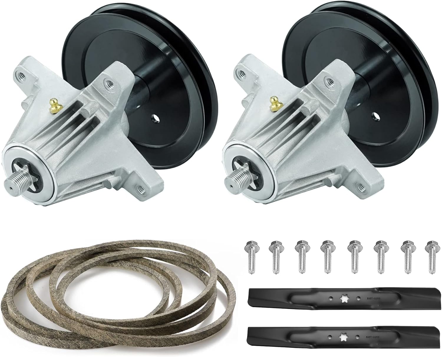 T1200 Spindle Deck Rebuild Kit Fits for 42" Cub Cadet MTD LT4200 T1000 T1400 T1800, Includes 2 Spindle 618-06991 918-06991, 2 Blade 742-04308 742-04312, 1 96 1/2" Belt 754-04060