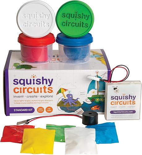 Squishy Circuits Kit de circuito eléctrico para niños de 8 a 12 años kit estándar Kit de circuito para principiantes con masa conductora y aislante