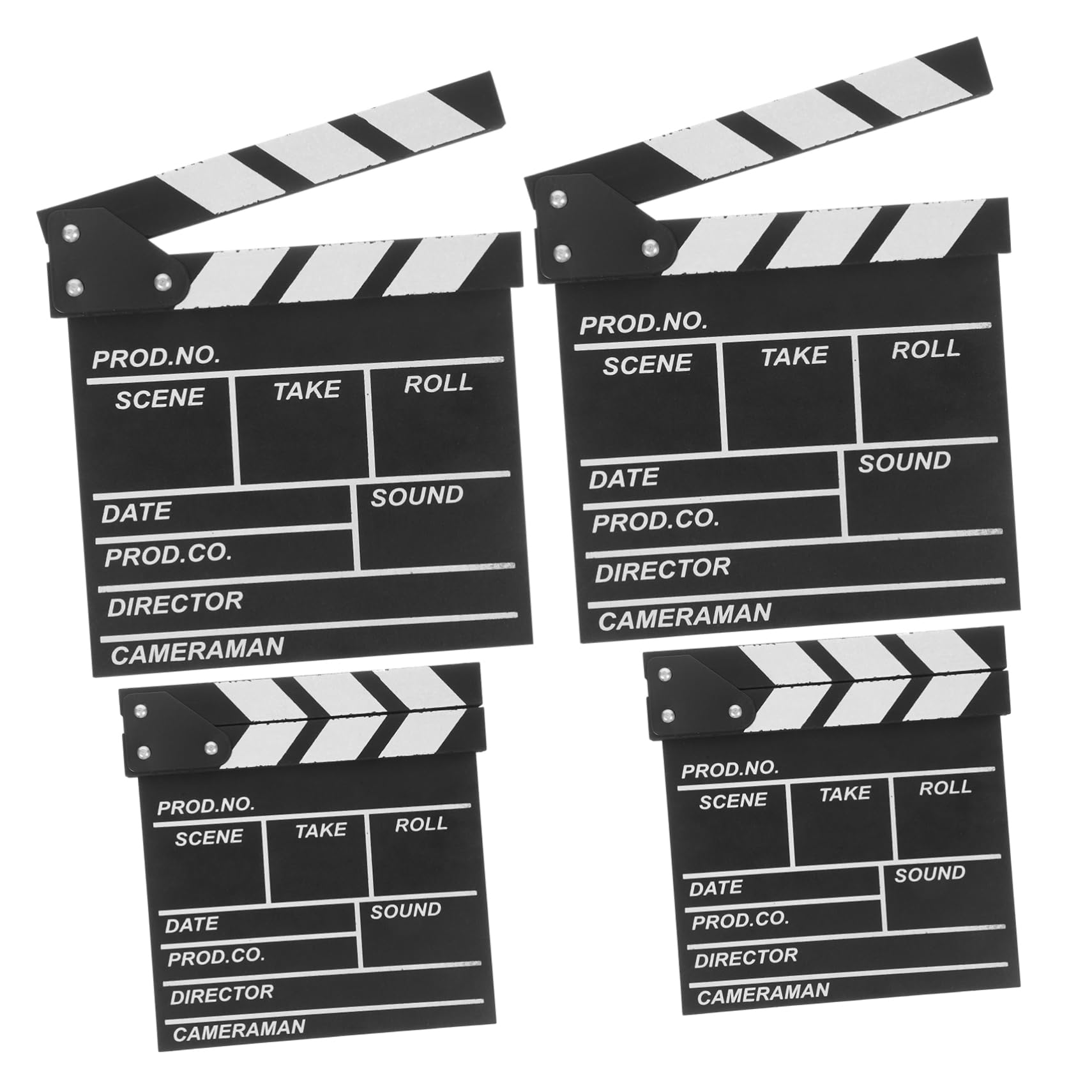 PRETYZOOM 4pcs Wooden Movie Film Clapper Board for Directors Photo Props Memo Board 20x20cm Black Professional
