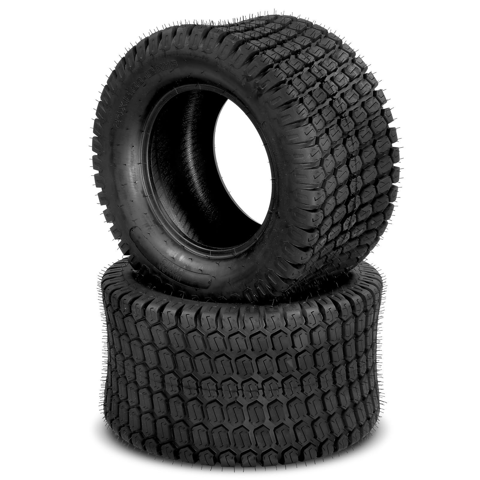 AutoForever 24x12.00-12 Lawn Mower Turf Tires 6PR 24x12x12 Garden Tractor Golf Cart Tubeless Tires Max Loads 1135 lbs Set of 2