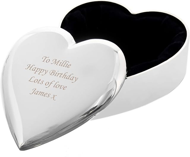 Personalised Silver Plated Trinket Jewellery Box; Valentines Gift Engraved Free