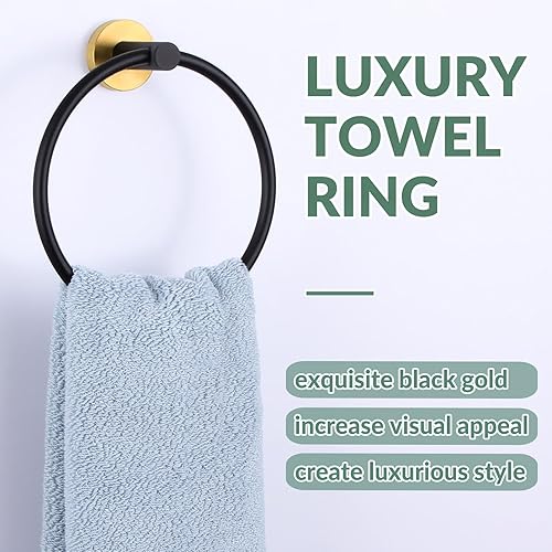 Miniatura 10 de APLusee SUS 304 - Toallero redondo de acero inoxidable dorado cepillado, para almacenamiento de baño, inodoro y cocina, montaje en pared