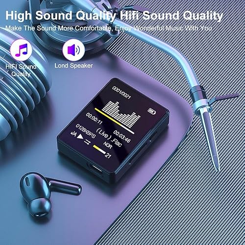 Miniatura 7 de Reproductor de audio digital MP3MP4 portátil, reproductor de música Bluetooth 5.0 sin pérdidas, mini reproducción de video MP4 con pantalla LED de