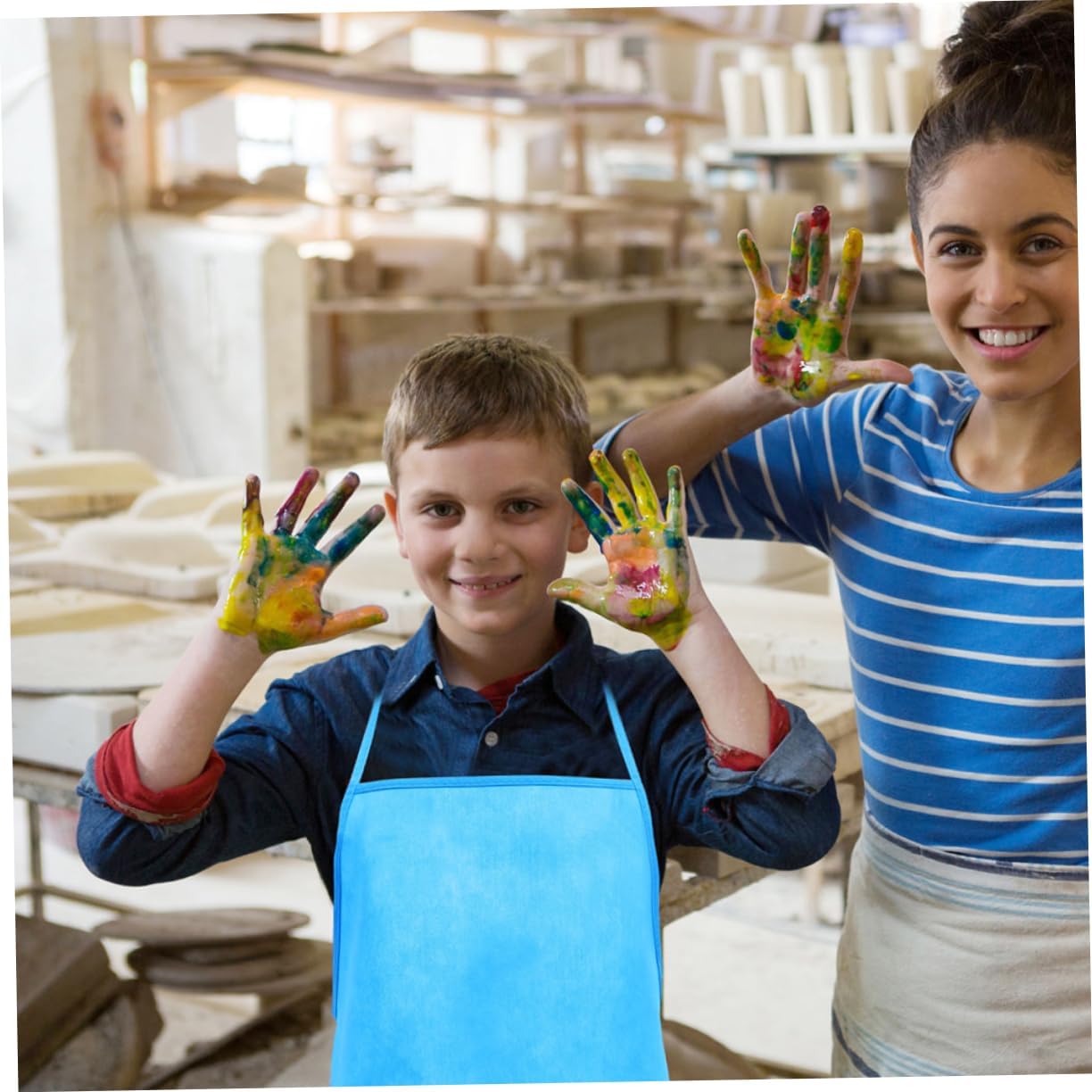 Kisangel 48pcs Boy Girl Painting Aprons Non-woven Boy Girl Smocks for Birthday Parties and Cooking Activities