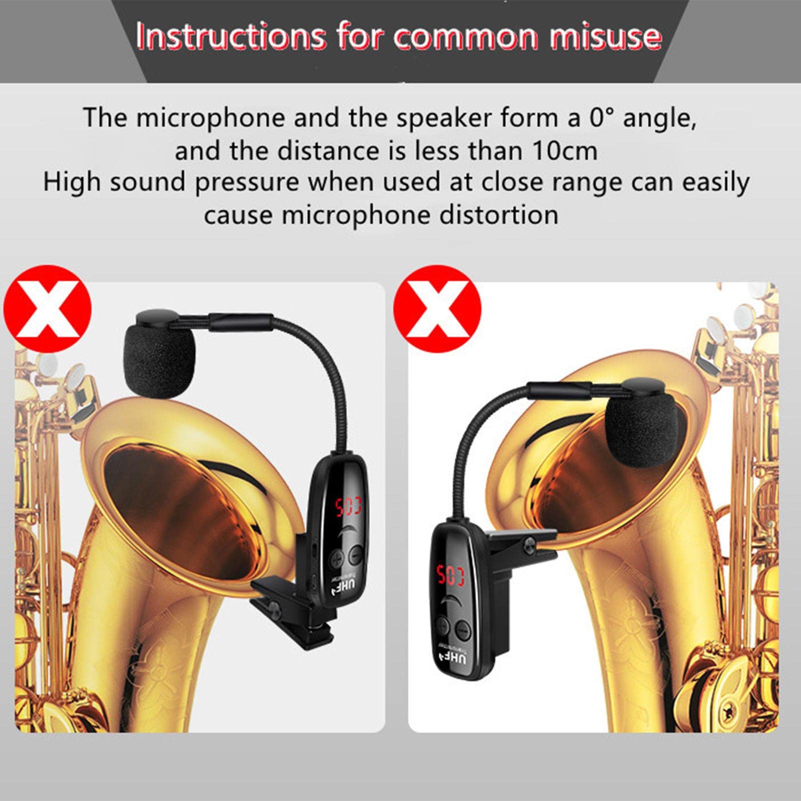Micrófono Para Saxofón Herramienta de de Captación | Micrófono Inalámbrico De Saxofón Con Clip Y Alcance De Hasta 48 Metros Para Guitarra Acústica Piano Flauta