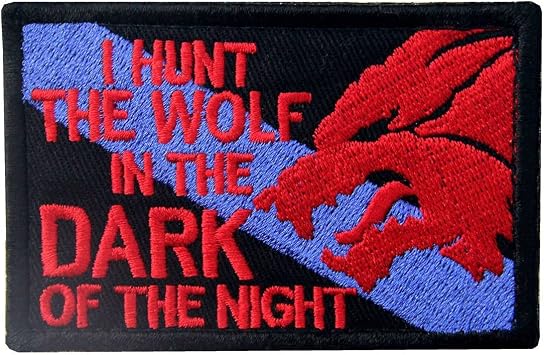 Tactical Patch I Hunt The Wolf Embroidered Sheepdog Applique Army Morale Hook & Loop Emblem, Red & Black