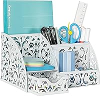 Vista 11 de EasyPAG Organizador de Escritorio Portaplumas con Cajón Copa para Lápices para Escritorio 6 Compartimentos Caddy de Oficina de Metal