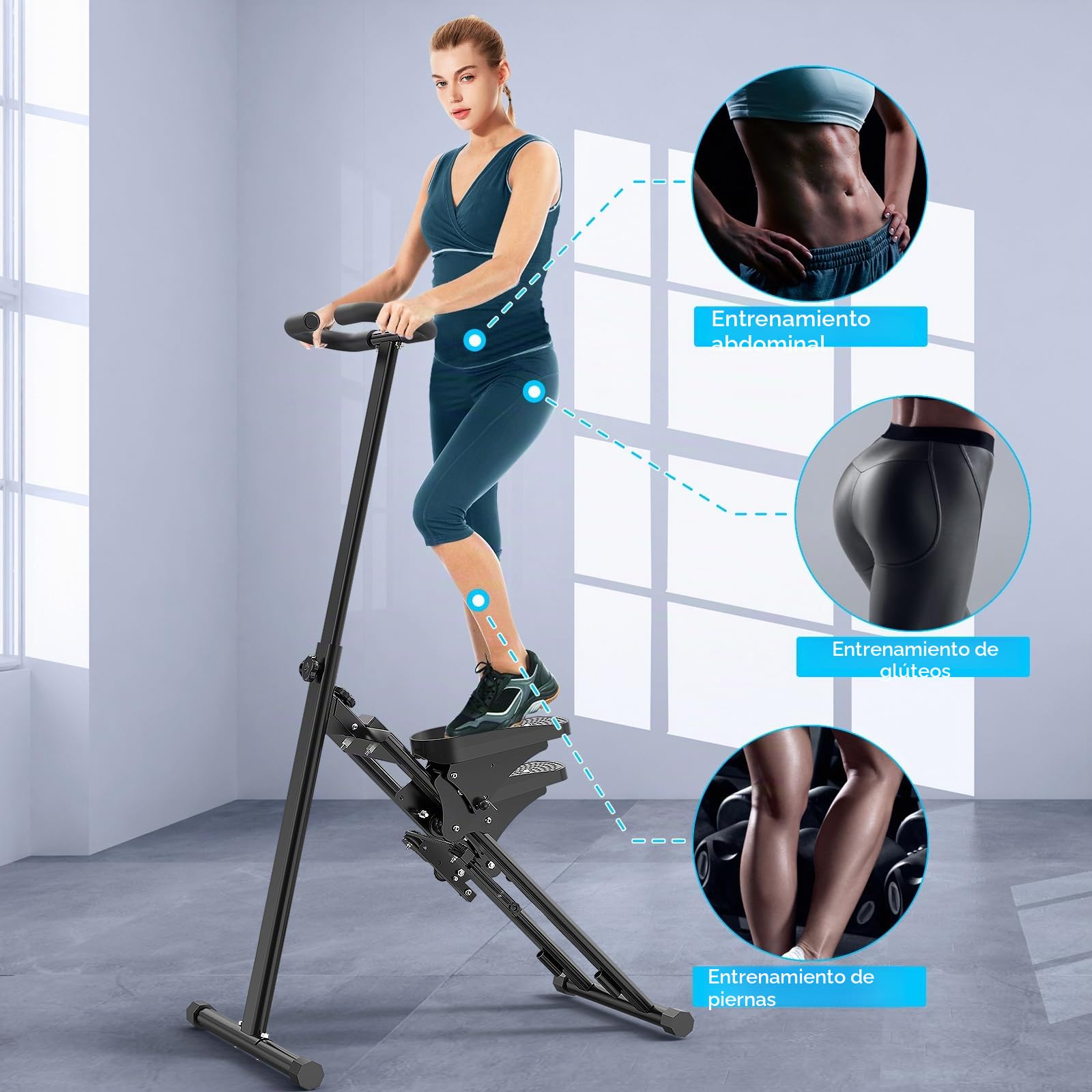 Escalador de escaleras para el hogar, plegable, pedal grande, máquina de escalada vertical para entrenamiento de cuerpo completo, paso a paso para entrenamiento en casa con capacidad de carga de 110