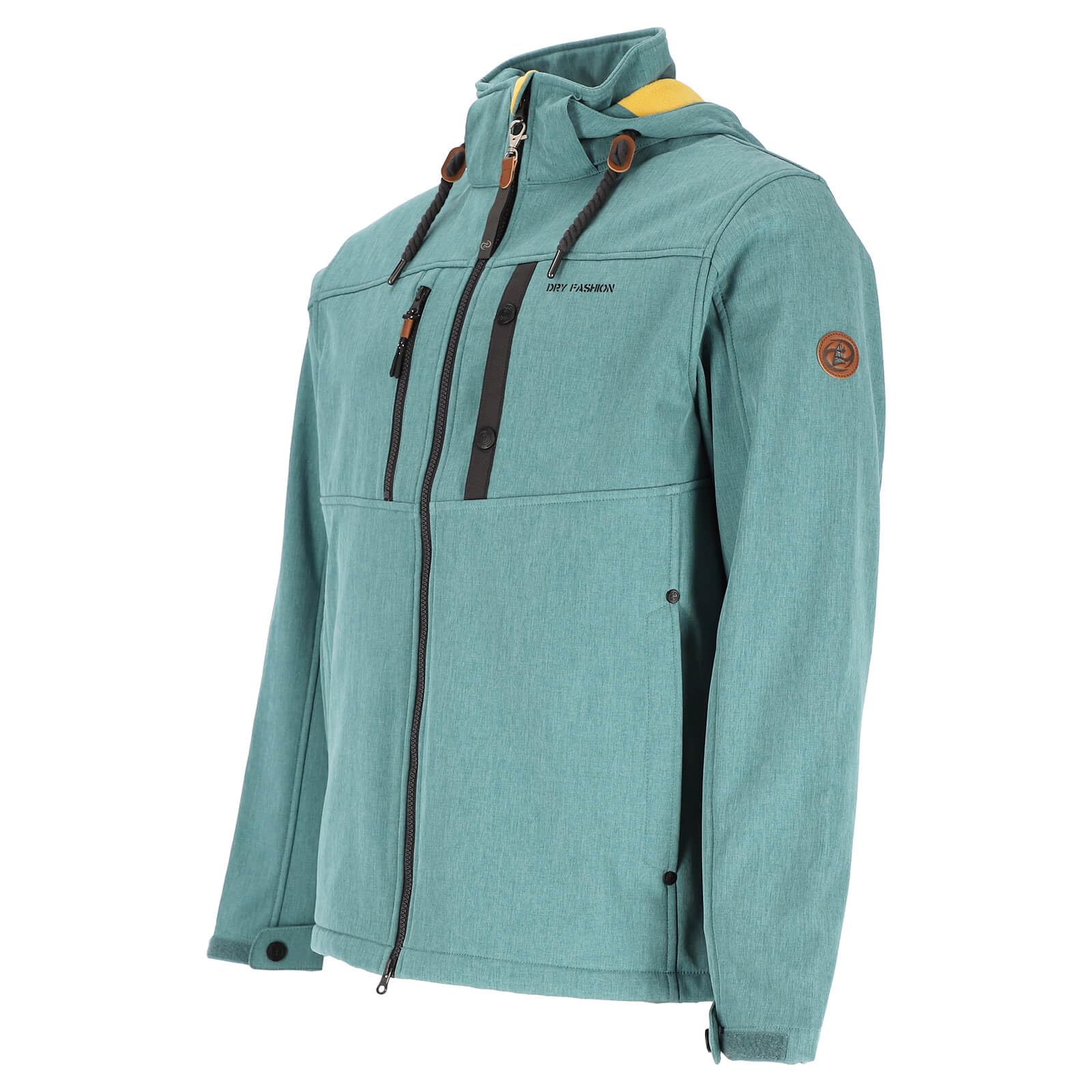 Dry Fashion Herren Softshelljacke Usedom - Jacke in Anthrazit, Größe S | Atmungsaktiv & wetterfest, 3-Lagen-Softshell, Abnehmbare Kapuze, Zwei-Wege-Reißverschluss, Saum und Armbündchen verstellbar