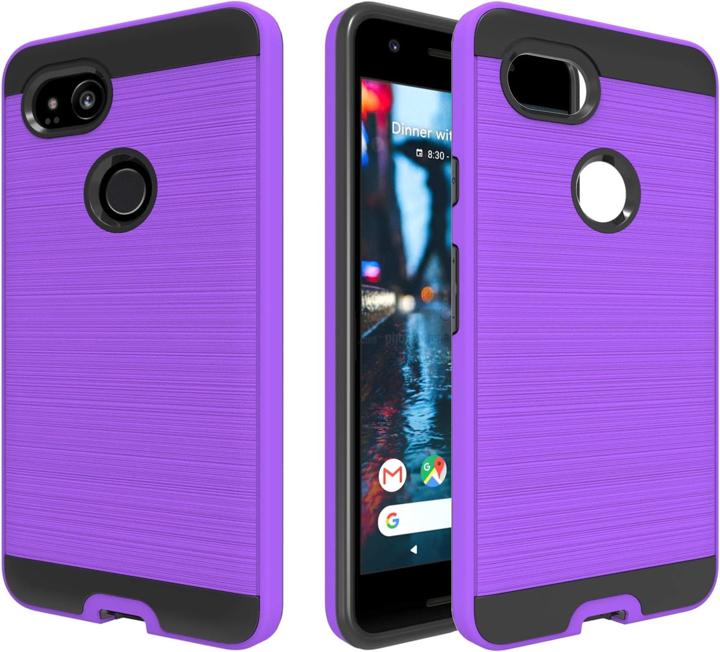 Ayoo Pixel 2 Case,Google Pixel 2 Case,Google Pixel 2 Phone Cases (Not Fit Pixel 2XL), [Drop Protection] Brushed Texture Full-Body Shockproof Protective Cover Design for Google Pixel 2-ZS Purple