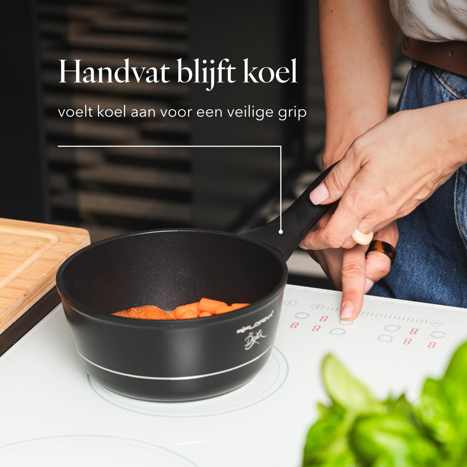 FLORINA Aluminium Steelpan  1,7 L  18 Cm I Kasserol MAGNUM Antiaanbaklaag Pan Met Softtouch Handvatten Kleine Melkpan Hoge Rand Geschikt Voor Alle Kookplaten Inductie 752849654