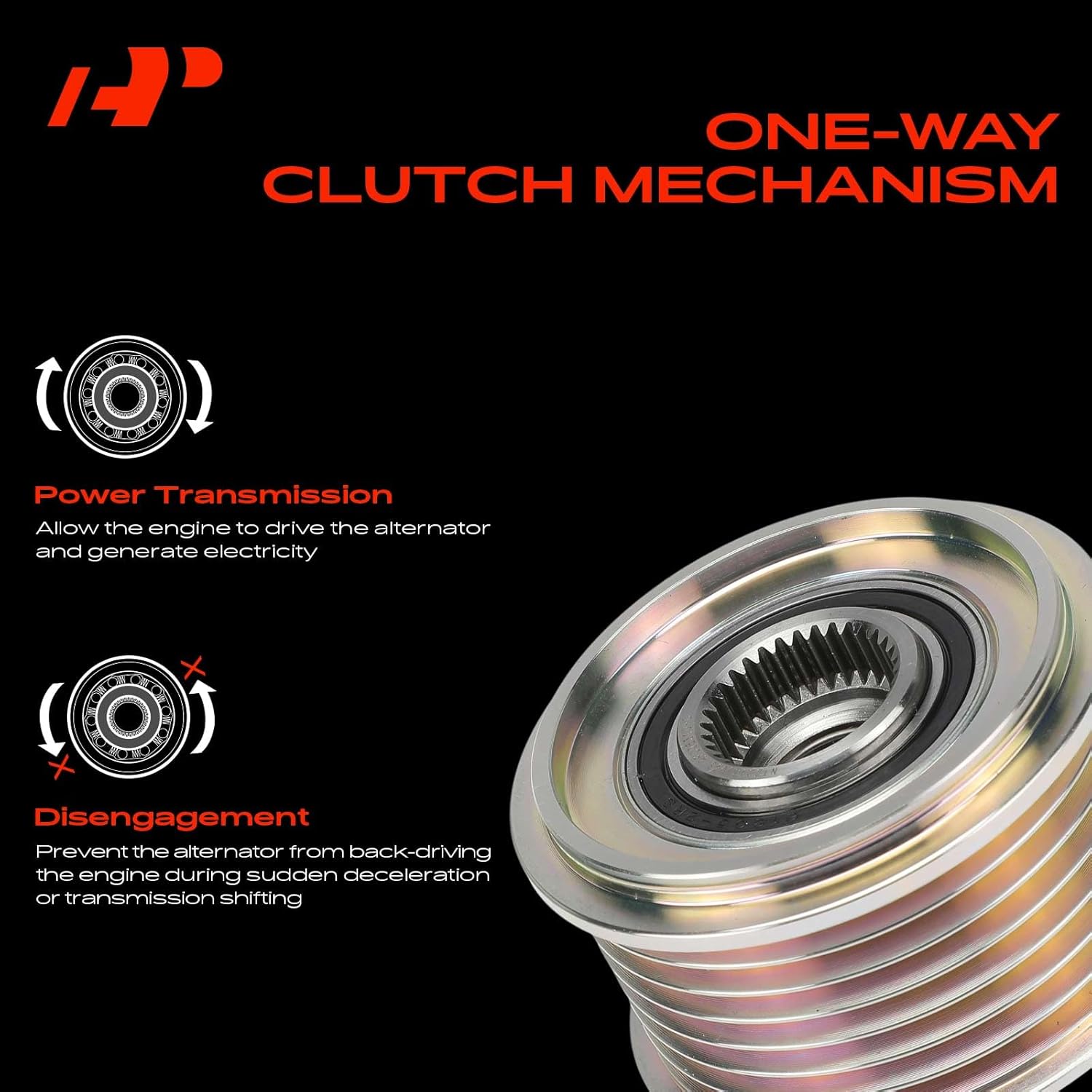 A-Premium Alternator Freewheel Clutch Pulley, 5 Grooves, Compatible with Volkswagen Jetta 2005-2014, Golf 2010-2014, Beetle 2012-2014, Rabbit 2006-2009, 2.5L, Clockwise