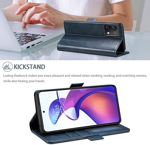 Miniatura 5 de HAII Funda con tapa para Moto G Stylus 5G 2023, funda de piel tipo cartera con bloqueo RFID, ranura para tarjeta de crédito y función atril, cierre