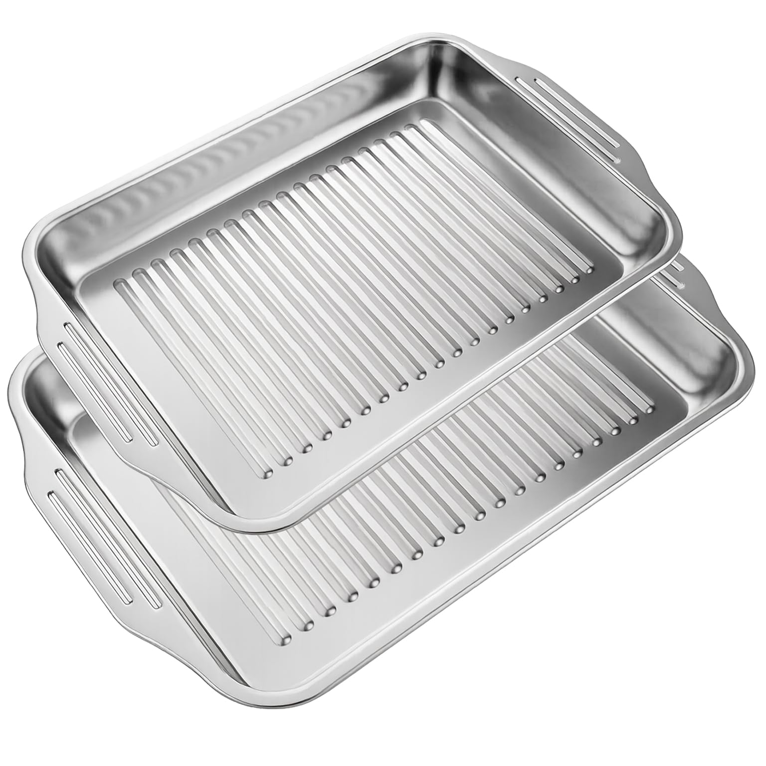 2 Bandejas horno onduladas de acero inoxidable para asar repostería