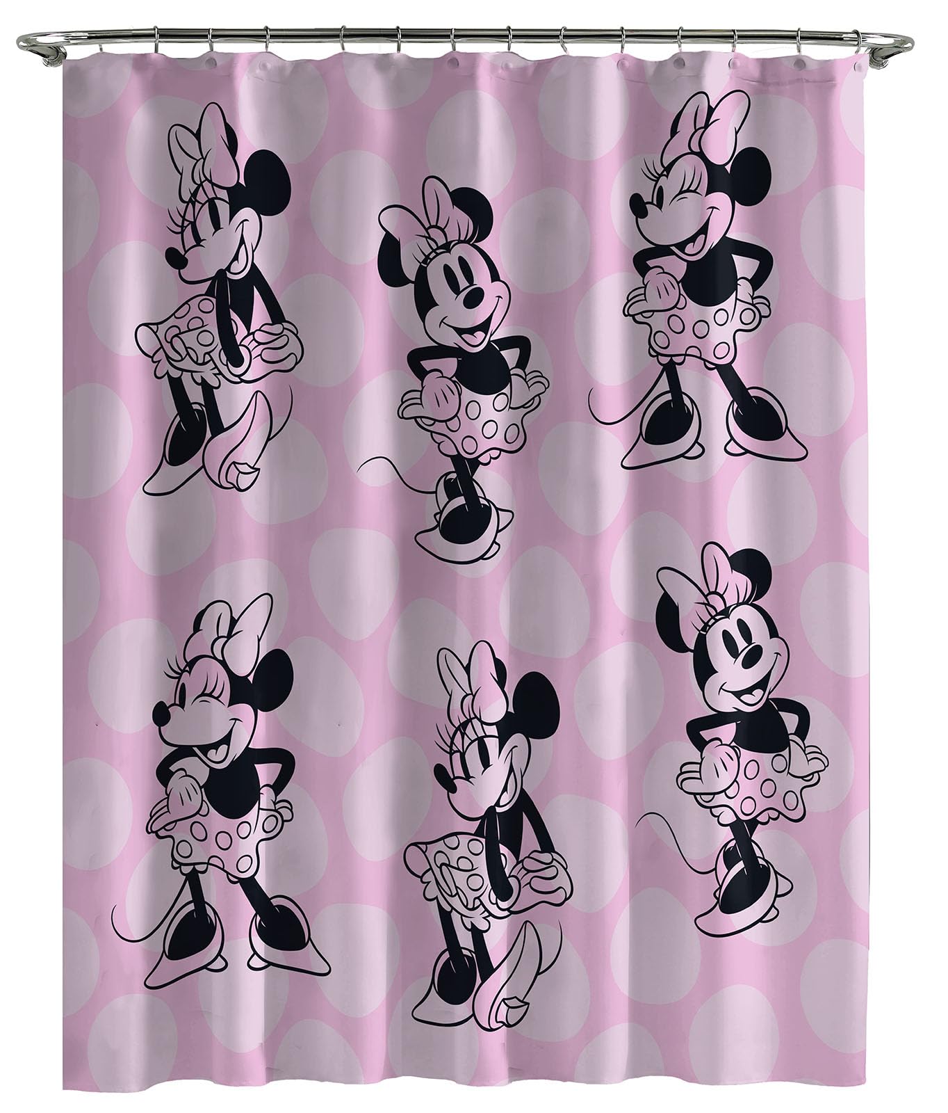 Jay Franco Disney Minnie Mouse Fabric Shower Curtain - Kids Blush Pink Bathroom Décor