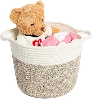 Bawełniana lina kosz do przechowywania koszy na pranie dla niemowląt tkany dekoracyjny organizer na koc zabawki dla dzieci ręczniki wielofunkcyjne pojemniki do przechowywania z uchwytem brązowy rozmiar S