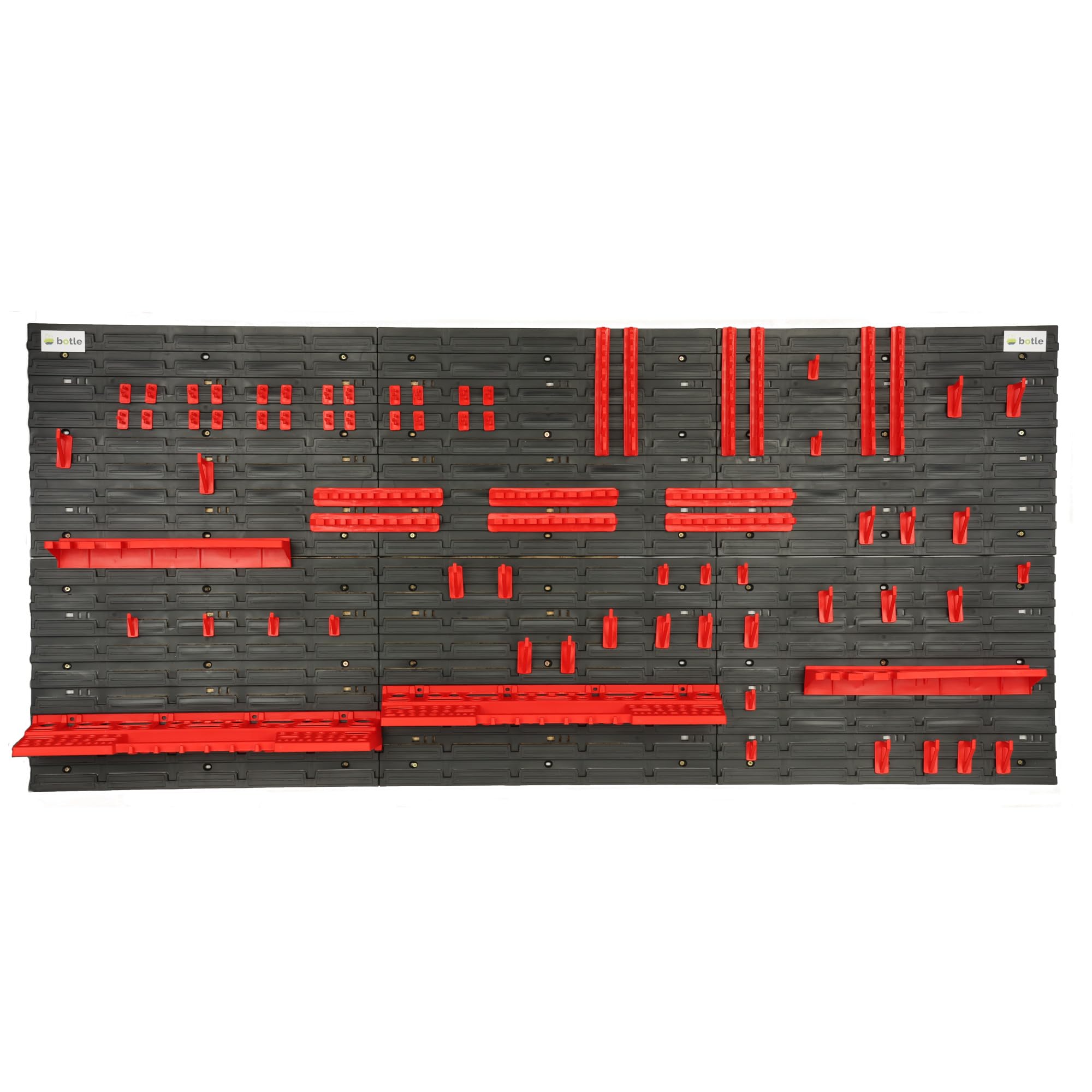 Ścianka narzędziowa regał ścienny o wymiarach 173 x 78 cm, 80-częściowy zestaw w kolorze czarnym/czerwonym, uchwyt na narzędzia, regał warsztatowy z tworzywa sztucznego, system magazynowy, regał do