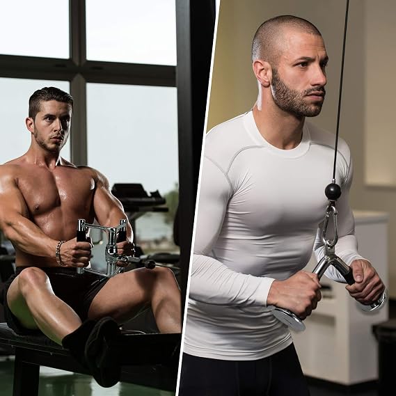 XPRT Fitness Tricep Press Down Cable Attachment, V Handle with Rotation, Rotating Bar, Tricep Rope, V-Shaped Bar, Weight Machine Accessories Set