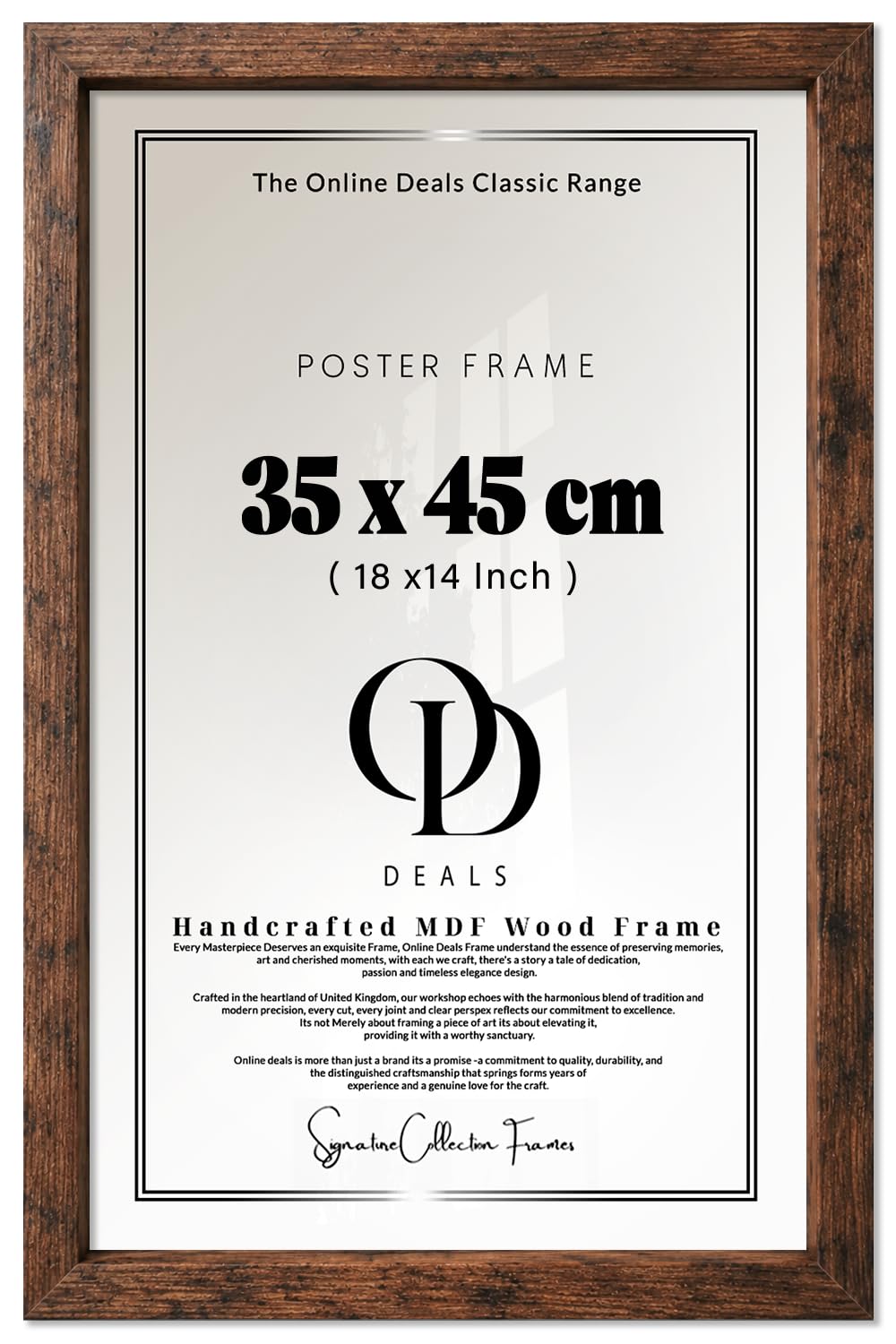 OD Deals — Modern 35 X 45 CM (18 X 14 Inch) Perspex Display Frame For Paintings And Photos In Vertical Or Horizontal Orientation | Gallery Ready Rustic Wall Mount Showcase With Slim Profile