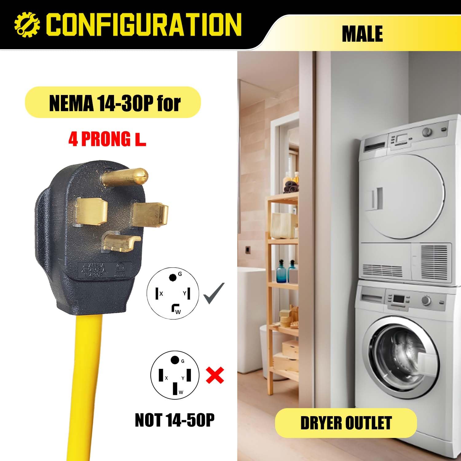 Adapter wtyczki lutowniczej 4 bolce na 3 bolce 220 V, NEMA 14-30P na 6-50R kabel konwerter lutowniczy 0,3 m, 30 A męski na 50 A żeński, 10AWG* 3C