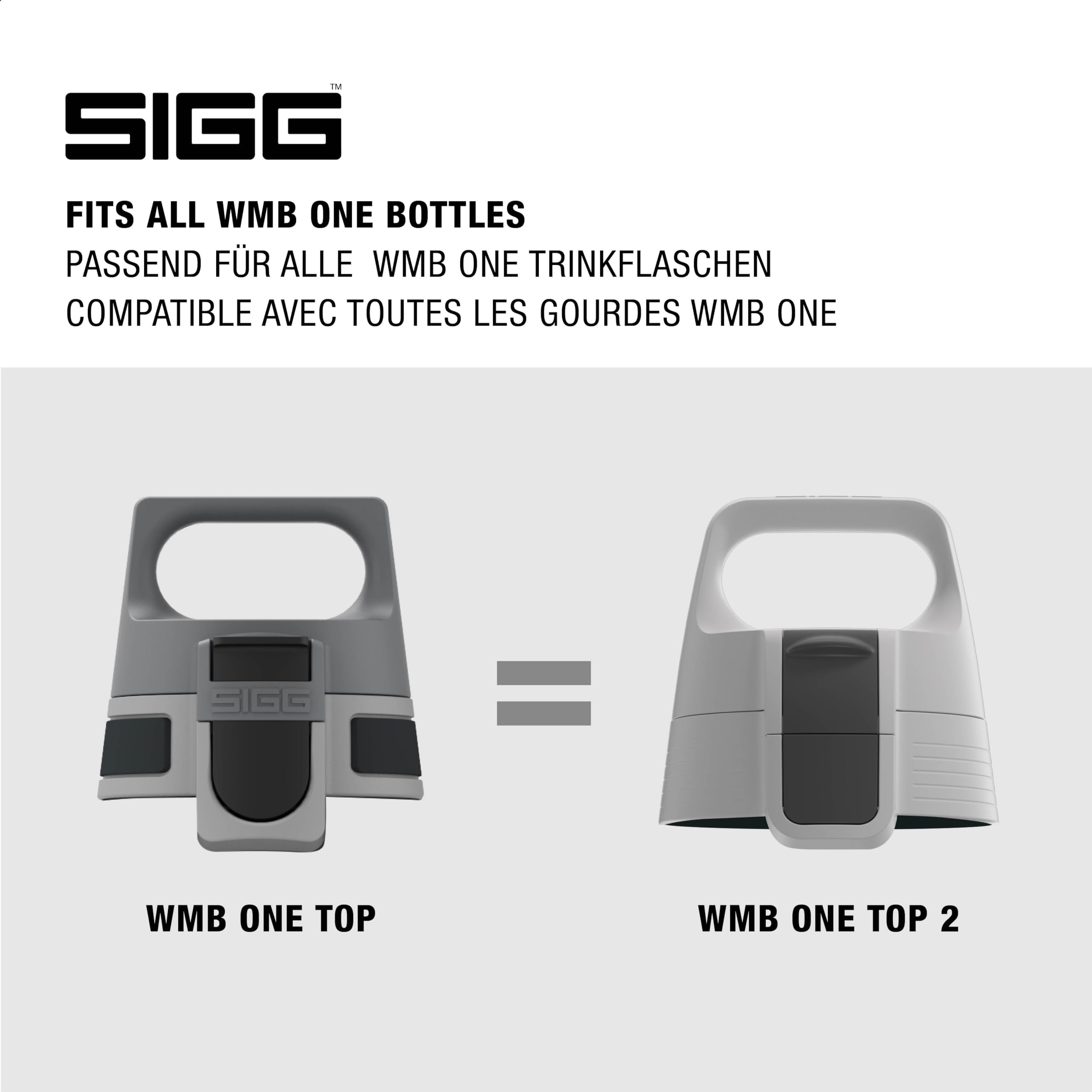 SIGG WMB ONE Top 2 Black zamknięcie (jeden rozmiar), część zamienna do butelki na napoje, obsługiwana jedną ręką i szczelne zamknięcie