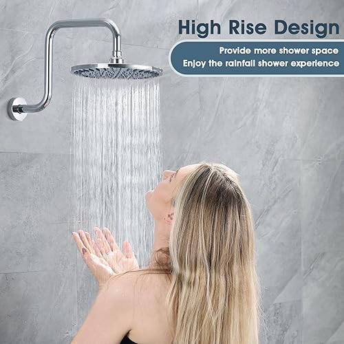 Miniatura 6 de BRIGHT SHOWERS Brazo de extensión de cabezal de ducha de 13 pulgadas con brida en forma de S, extensor de tiro alto largo de acero inoxidable, brazo