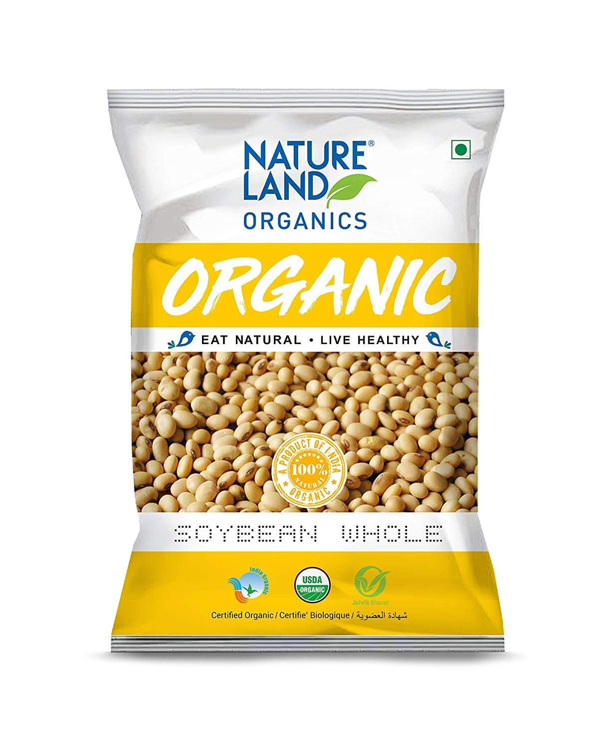 Natureland Organics Soybean Whole 500 Gm