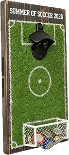 Abrebotellas – Herramienta con forma de campo de fútbol, abridor de tapa de botella con colector de tapa, organizador manual portátil de accesorios | Ventilador de fútbol, cocina, bar,
