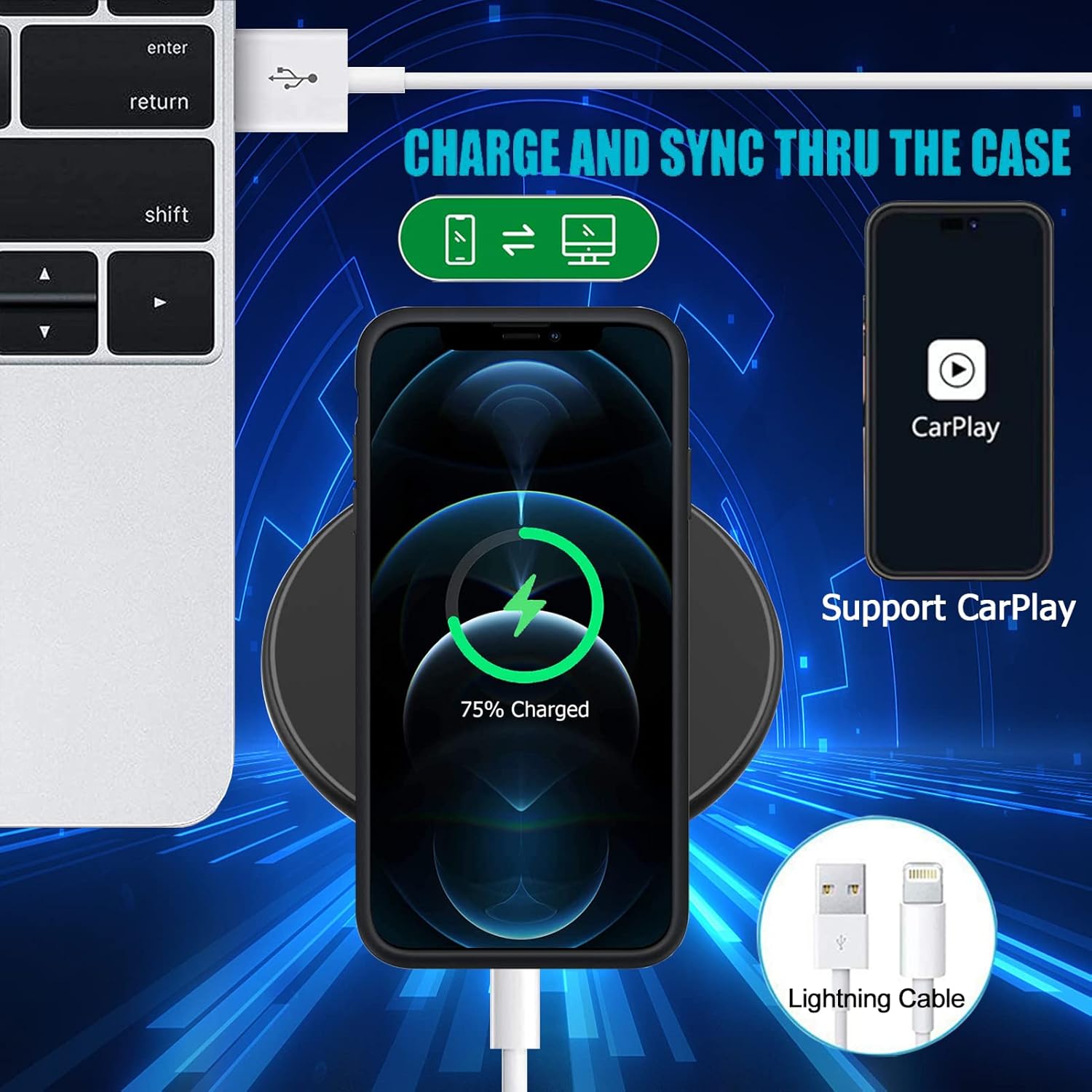 Battery Case for iPhone 12 Pro Max, Upgraded 12000mAh Rechargeable Portable Extended Battery Pack Supported Qi Wireless Charging Case Compatible with iPhone 12 Pro Max (6.7 inch) Charger Case (Black)