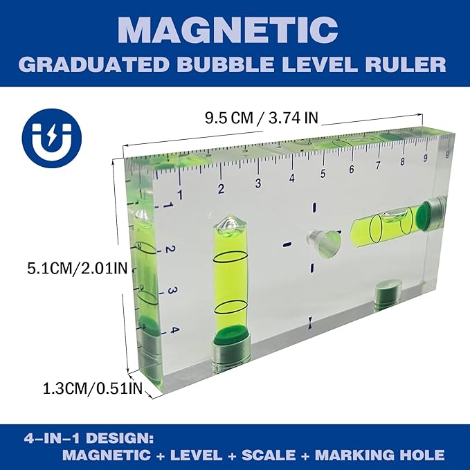 Nivel Magnético Geonassur Tipo T 90°/180° con 2 Burbujas y Escala miniatura 2