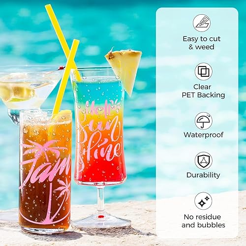 Miniatura 4 de Paquete de 14 láminas de vinilo permanentes, autoadhesivas para Cricut, hojas de vinilo permanentes para exteriores para calcomanías del hogar,