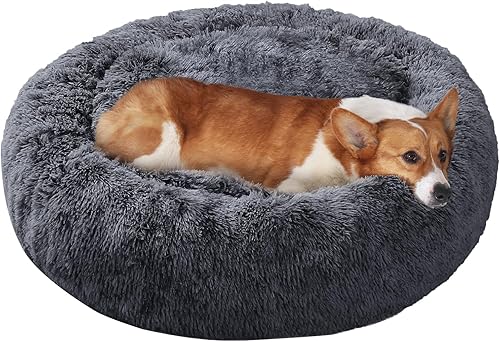 Miniatura 9 de JOLLYVOGUE - Cama para perro, cama grande relajante y antiestrés, cojín esponjoso con forma de dona para mascotas medianas y grandes (27, 30 y 36 01