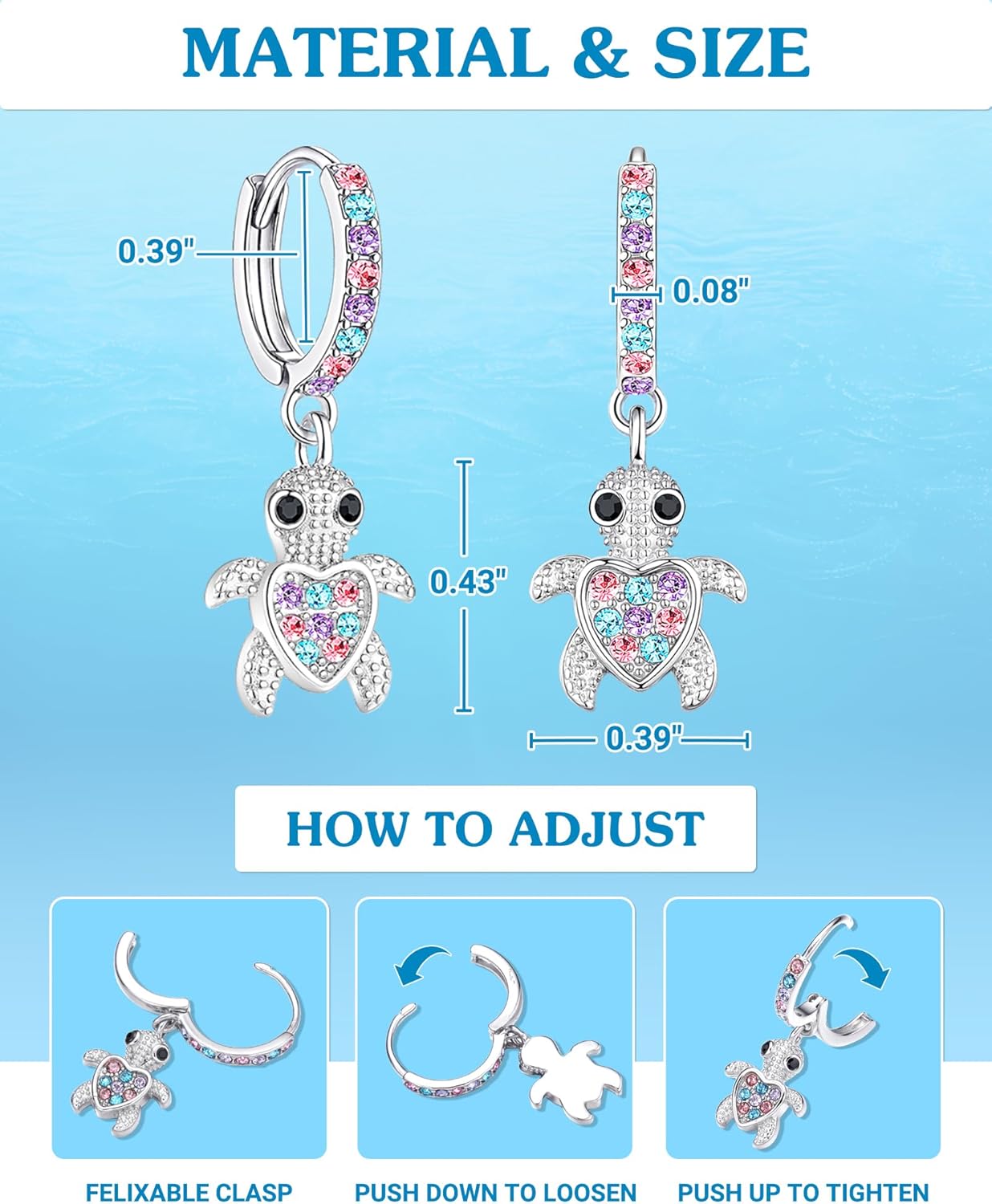 Hypoallergenic Turtle Hoop Earrings for Girls, Gifts for Daughter & Granddaughter Girls Birthday Christmas Valentine's Day Graduation - Image 4