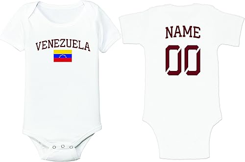 Miniatura 2 de nobrand Venezuela - Body de fútbol para bebés, niñas y niños, con nombre y número personalizados