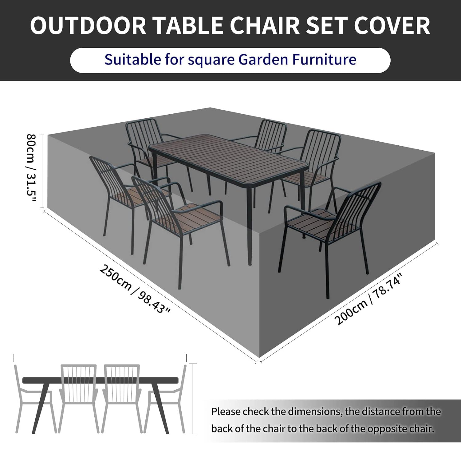 PATIO PLUS Rectangular Garden Furniture Set Covers with Air Vent, 600D Oxford Fabric Heavy Duty Patio Set Table Cover for Outdoor Garden Chair and Table, Waterproof ,Windproof,... - Image 2