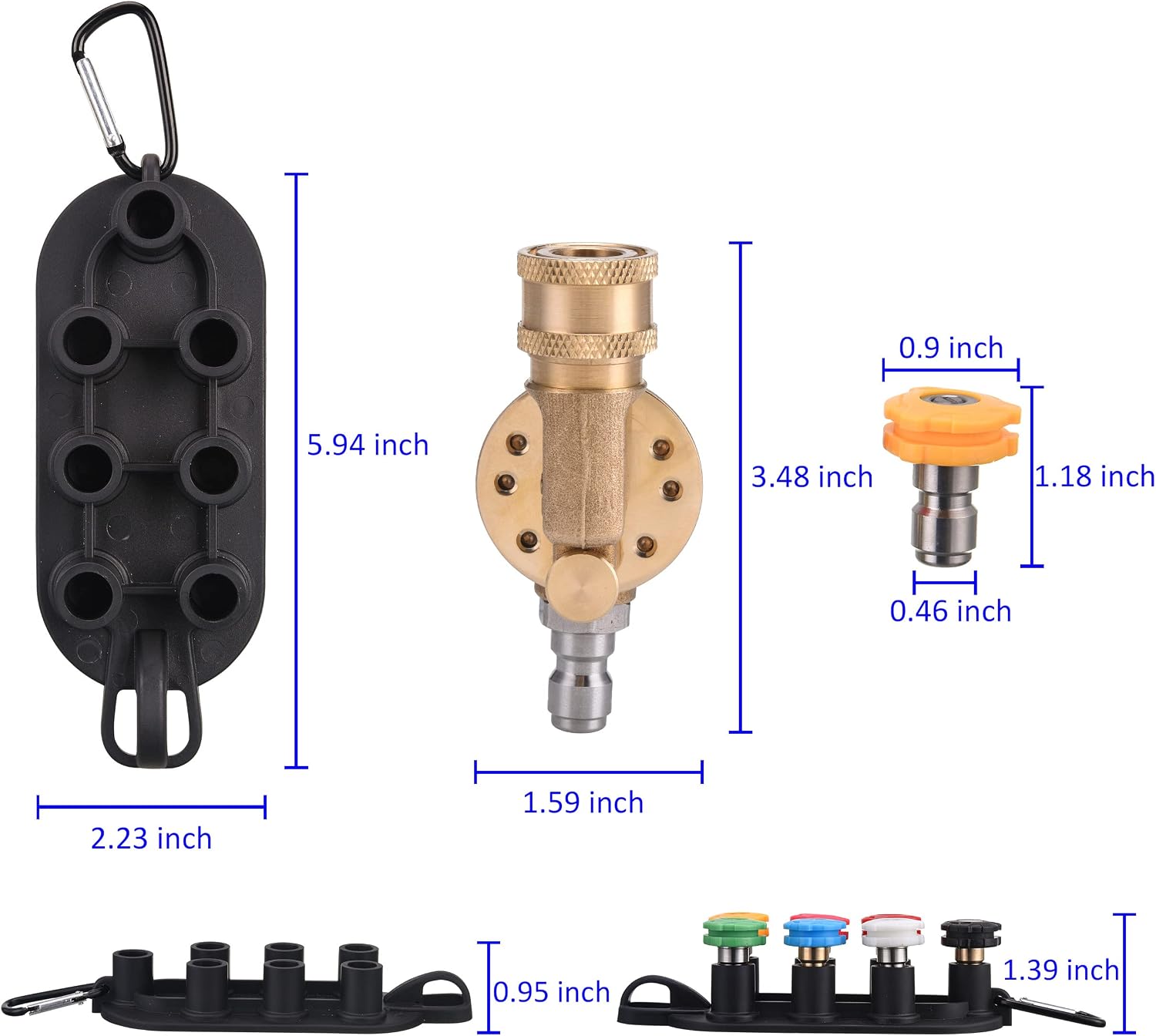 PWACCS 240° Swivel Coupler & 7 Nozzle Set for Pressure Washer, 4500 PSI