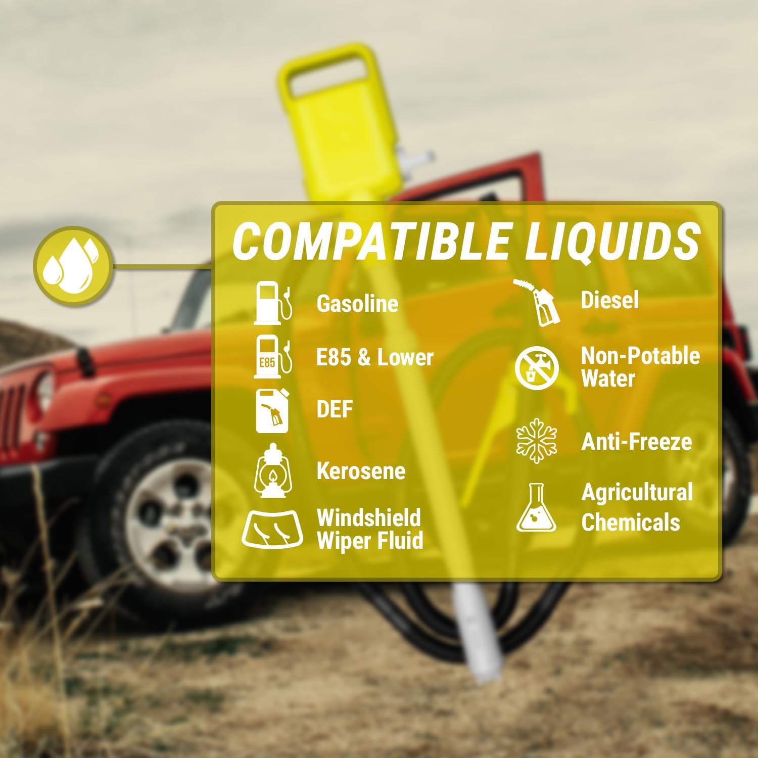 TERA PUMP TRCDM Fuel Transfer Pump w/Easy Handle, Flexible 4.1ft Hose, 2x Powerful Motor for 9.5 Liters/Min Gas Transfer - 2 x D Batteries, Not Included