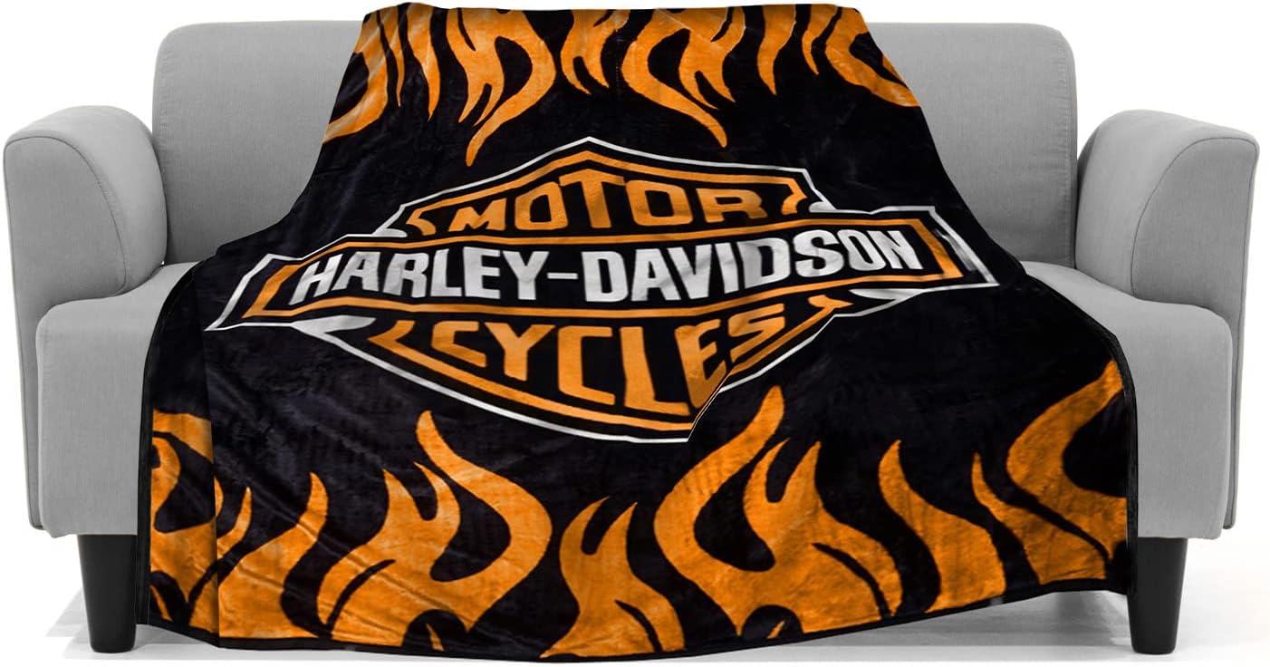 Harley Davidson Fat Boy Plush Super Plush Throw Blanket
