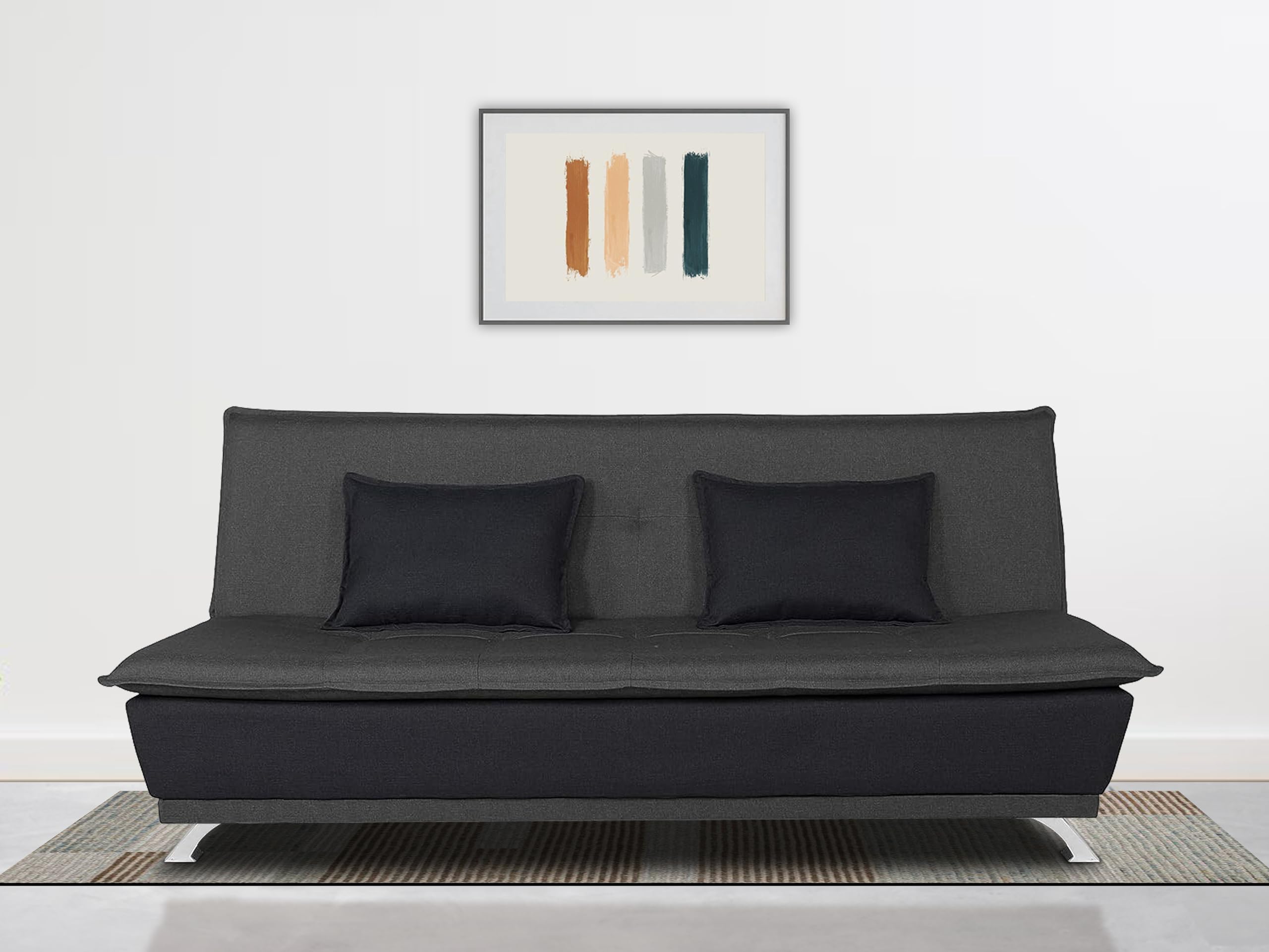 Adorn India Exclusive Two Tone Arden 4 Seater Wood Sofa Cum Bed 4 x 6 (Dark Grey & Black)