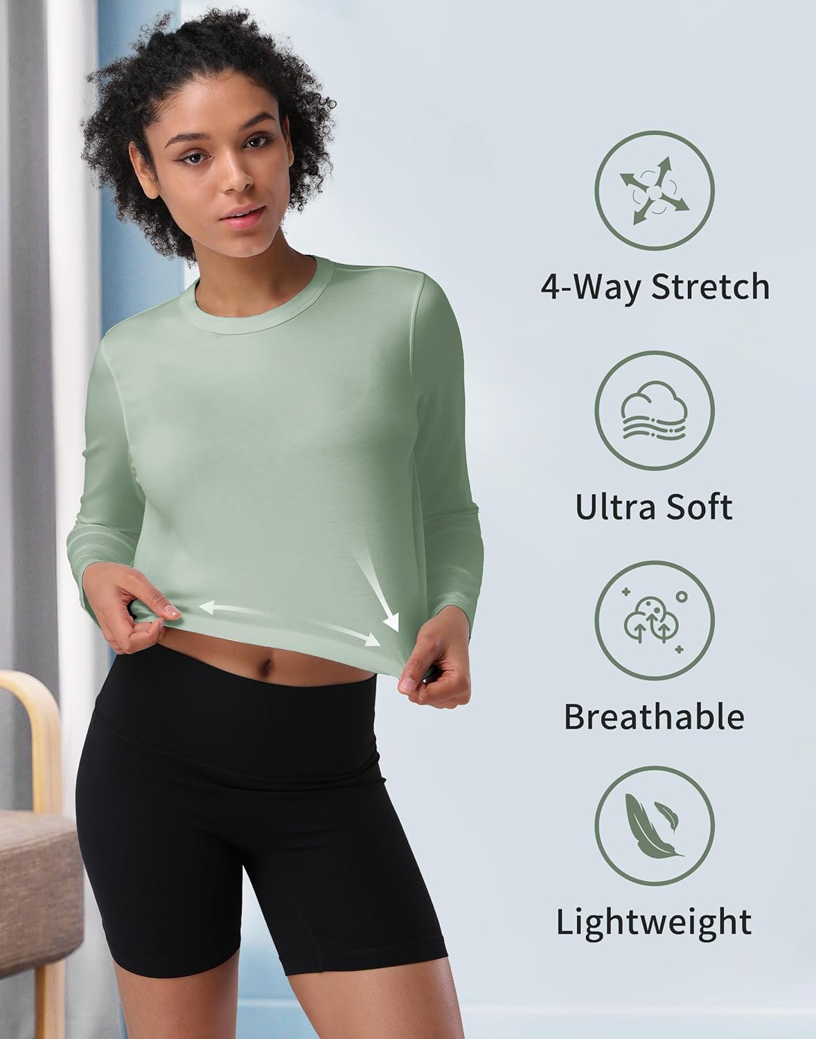 Pioneer Camp Long Sleeve Crop Tops for Women Cropped Workout Bamboo Viscose Shirts Loose Athletic Gym Yoga Running T-Shirts - Image 4