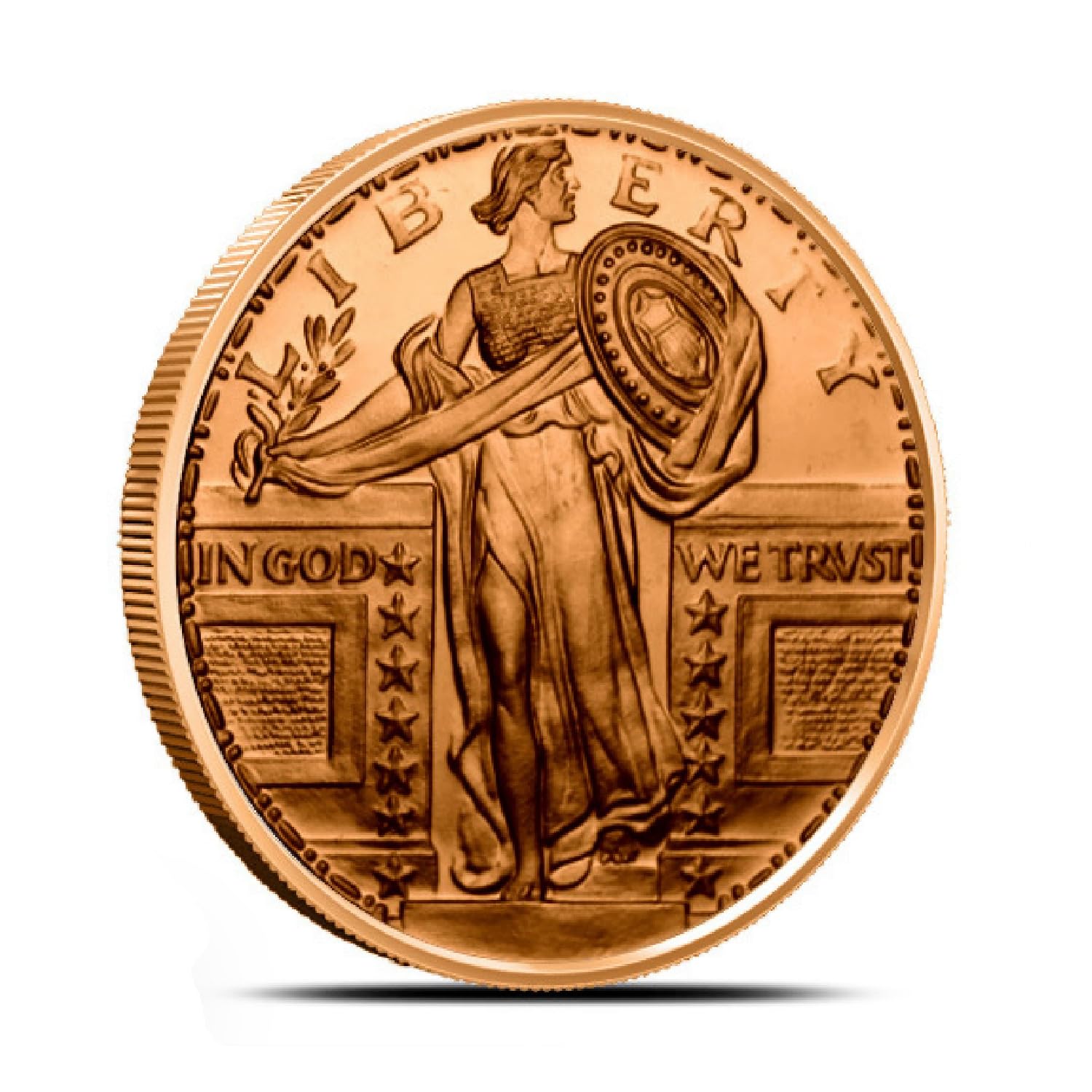 Twenty 28.3 g Standing Liberty Copper Coin .999 Fine Copper Bullion Art Round in Coin Tube by Unique Metals