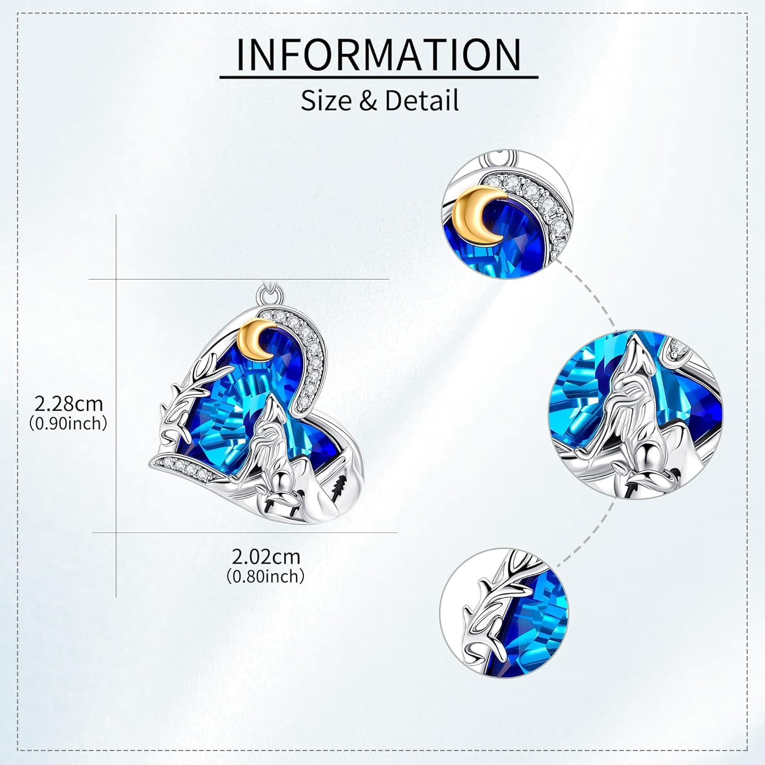 Wolf Necklace 925 Sterling Silver Howling Wolf Crystal Jewelry Birthday Gift for Her - Image 5