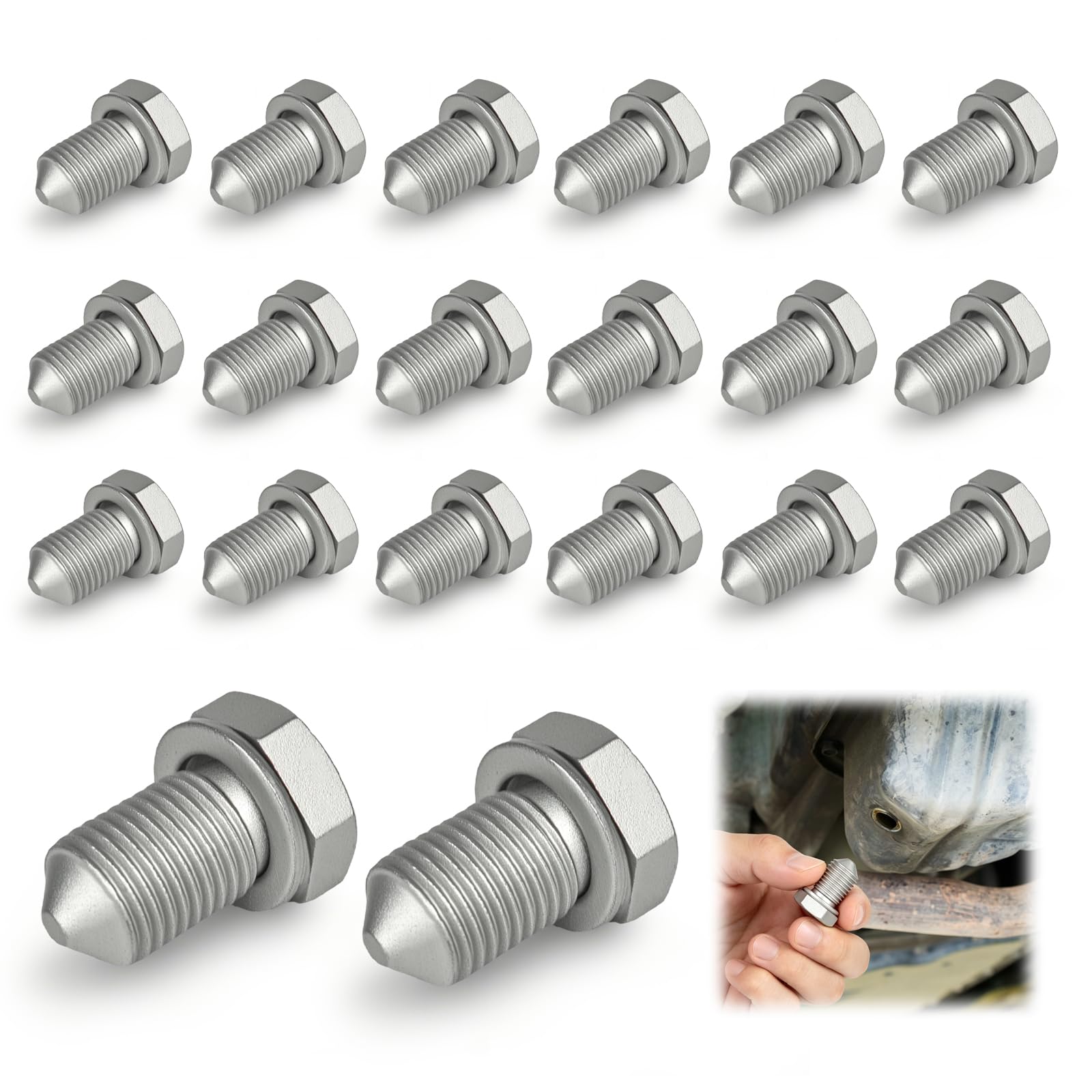 Lot de 20 bouchons de vidange d'huile - Kit d'inspection et de service avec rondelles en aluminium - Compatible avec VW, Audi, Seat, Skoda - Pour vidange d'huile et carter d'huile