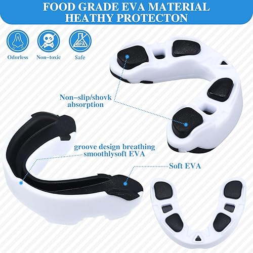 Miniatura 3 de 10 protectores bucales deportivos para boxeo, baloncesto, hockey, karate, baloncesto, baloncesto, baloncesto, rugby, partido (negro con blanco)